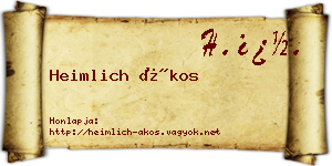 Heimlich Ákos névjegykártya